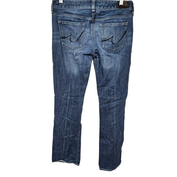 Y2K Express Low Rise Flare Womens Sz 4 Long Denim Jeans Preppy Normcore - Picture 2 of 14